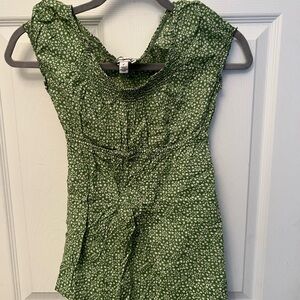 Green Floral Sleeveless Top